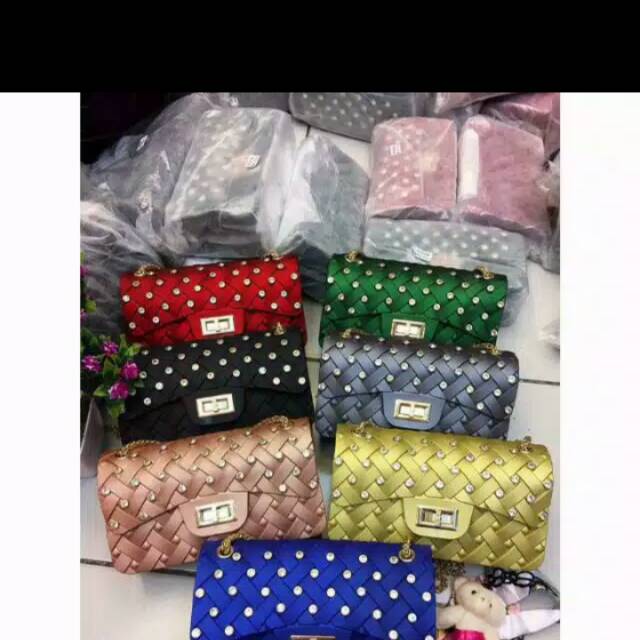 Tas jelly maxi anyam original import merk chanel murah