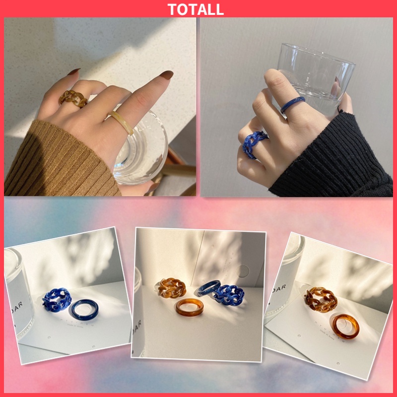 [✅READY STOCK] 2 Pcs/Set In Set Cincin Sederhana Cincin Berongga Fashion Aksesoris Perhiasan  Penjualan Panas Mode