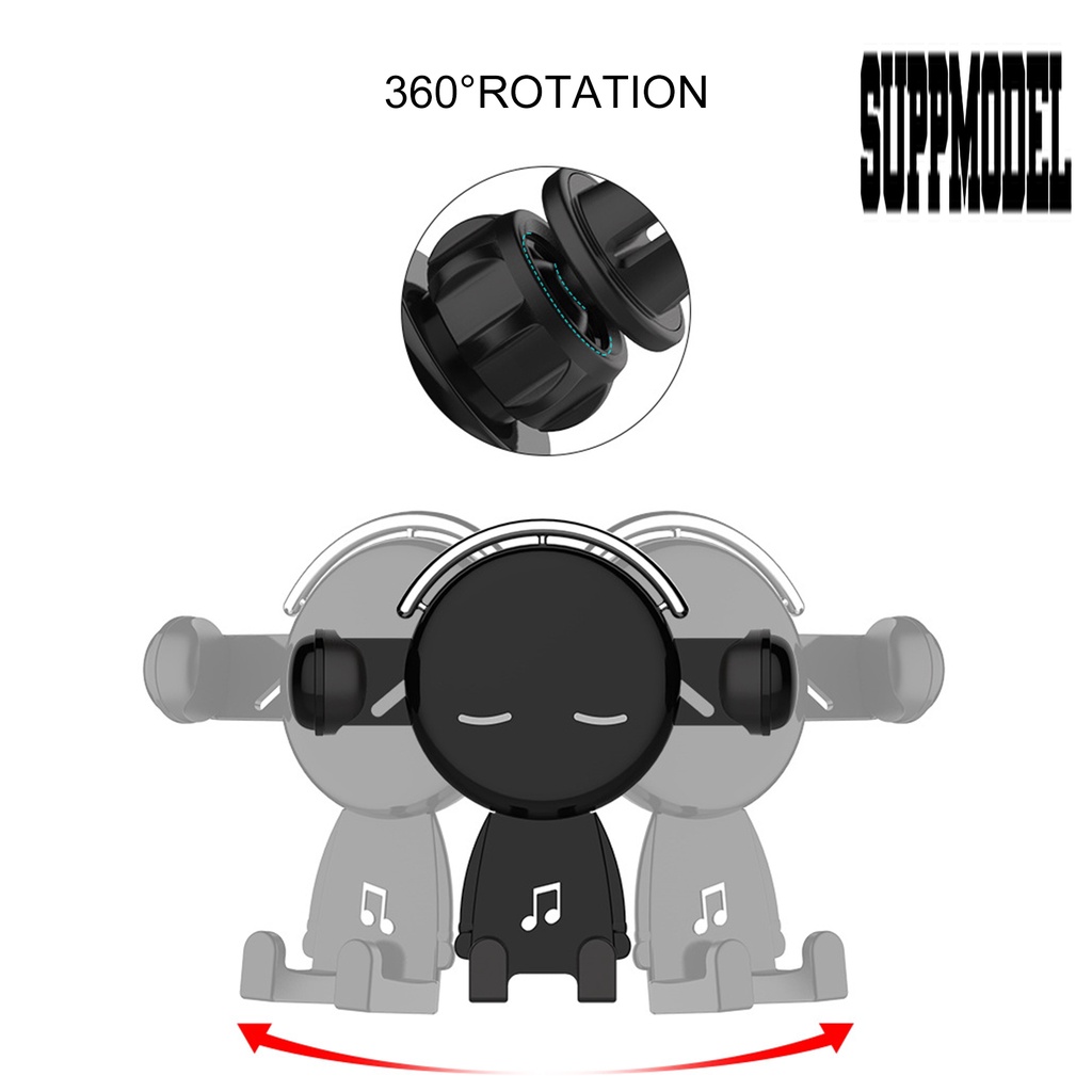 Stand Holder Handphone Bentuk Boneka Rotasi 360 Derajat Bahan ABS Untuk Ventilasi Ac Mobil