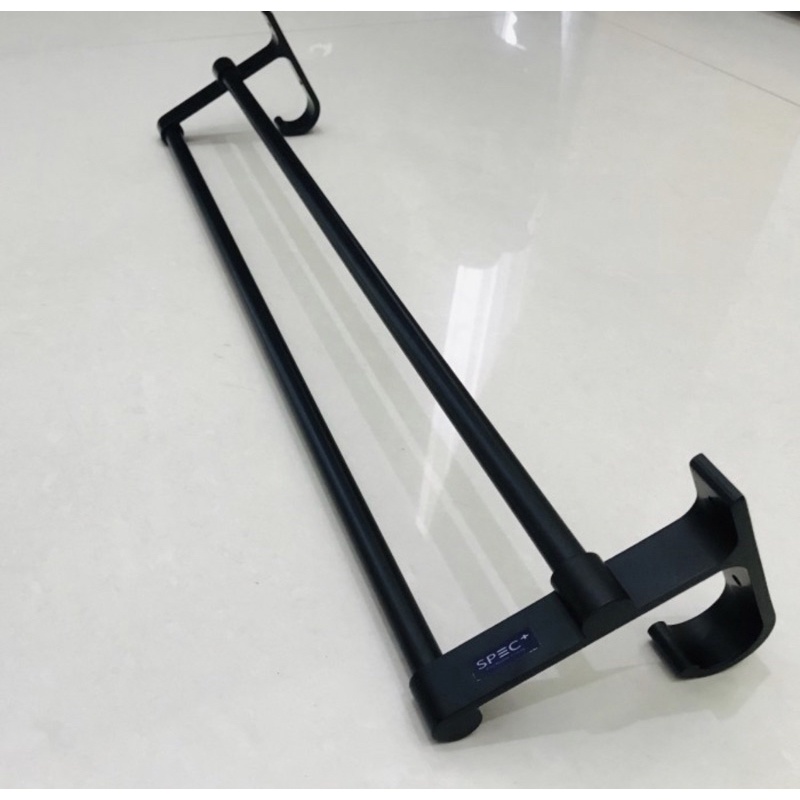 Rak Handuk Dinding Gantung / Rak Kamar Mandi 2 Susun Towel Rack Double Hitam 9702 DB