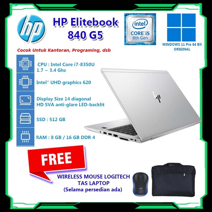 LAPTOP HP 840 G5 INTEL CORE I5 GEN 8 RAM 16 GB SSD 512 GB - BACKLIGHT