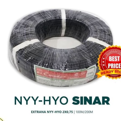 Kabel Listrik NYYHY 2x0,75mm 100M SINAR | SINAR Kabel Serabut | SNI