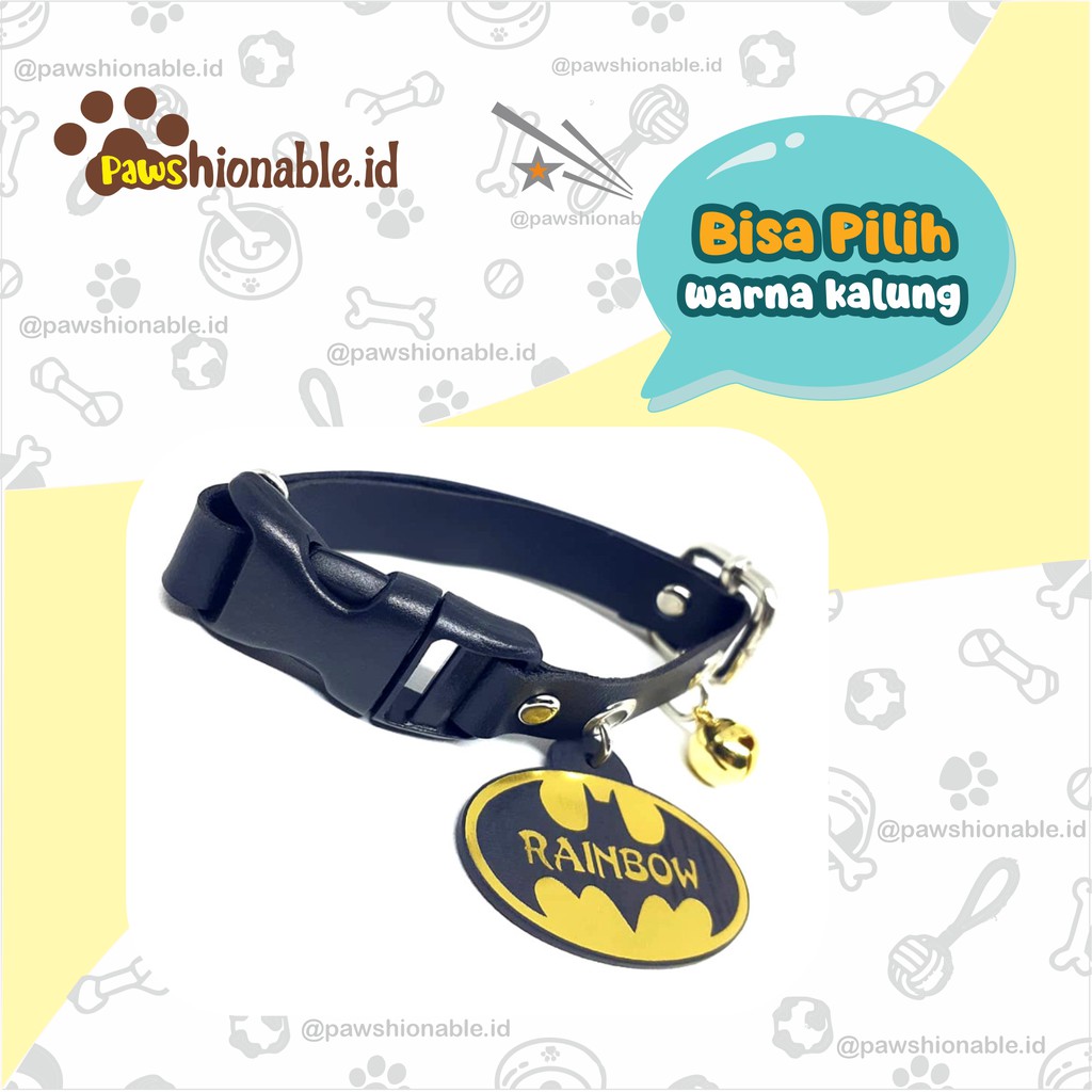 K05 - Kalung Custom Nama Kucing Anjing Murah PU Leather/Kulit Sintetis