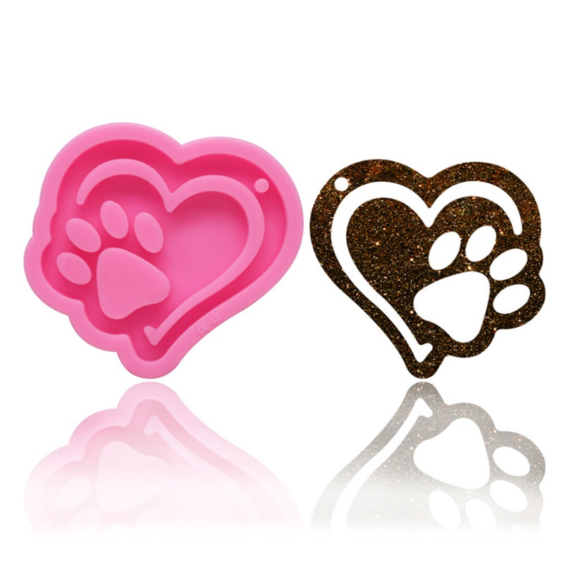 SIY  Crystal Epoxy Resin Mold Love Heart Bear Paw Keychain Casting Silicone Mould DIY Crafts Jewelry Pendant Making Tools