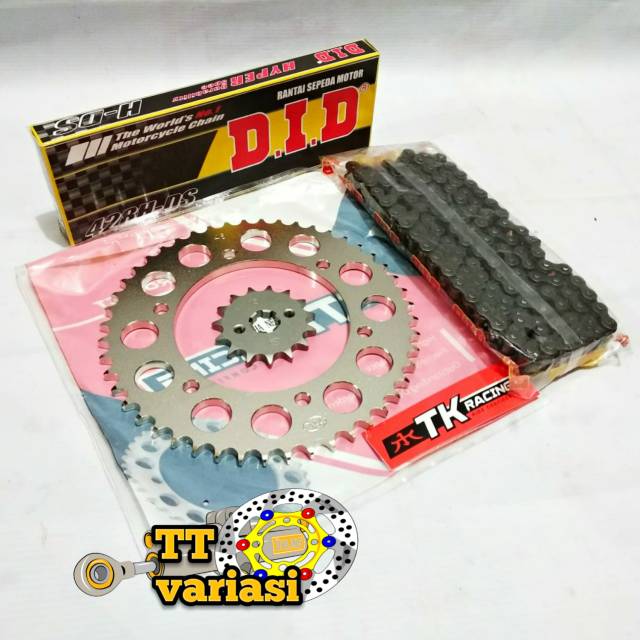 Gear set TK R15 V3 LED Rantai DID HDS 428 BLACK 140L