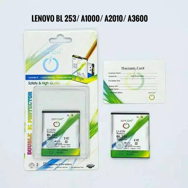 Baterai Batre Double Power OFFON Lenovo BL253 A1000 A2010 A3600 Battery Lenovo BL 253