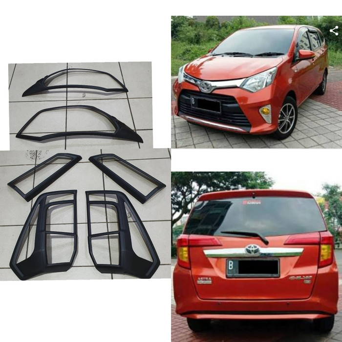 PAKET GARNIS GARNISH lampu HEADLAMP depan / STOP REM belakang TOYOTA  CALYA / DAIHATSU SIGRA HITAM