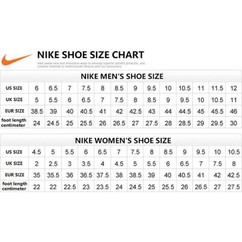 Size Chart Nike | ubicaciondepersonas.cdmx.gob.mx