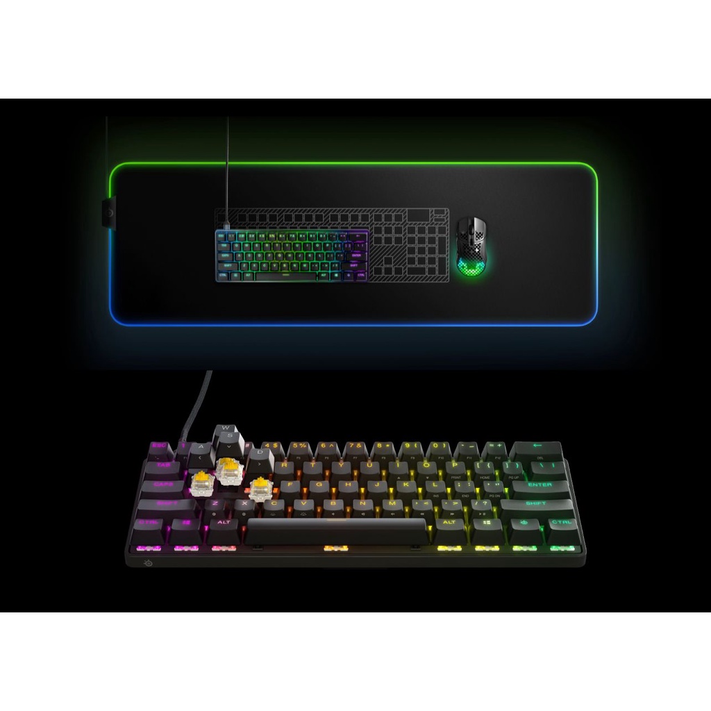 Steelseries Apex 9 Mini 60% - Keyboard Gaming - OptiPoint Optical - Garansi Resmi 1 Tahun