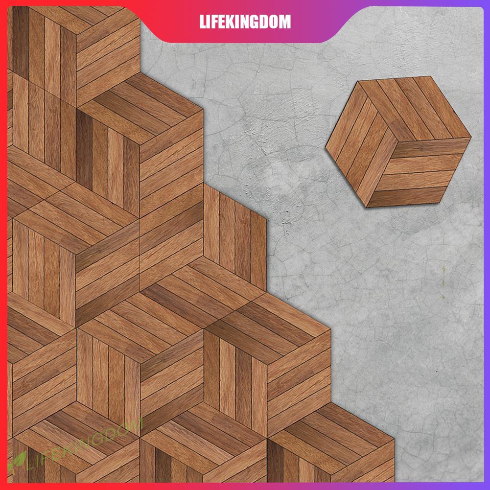 10Pcs Stiker  Lantai  Motif Serat Kayu Anti  Slip  Air untuk 