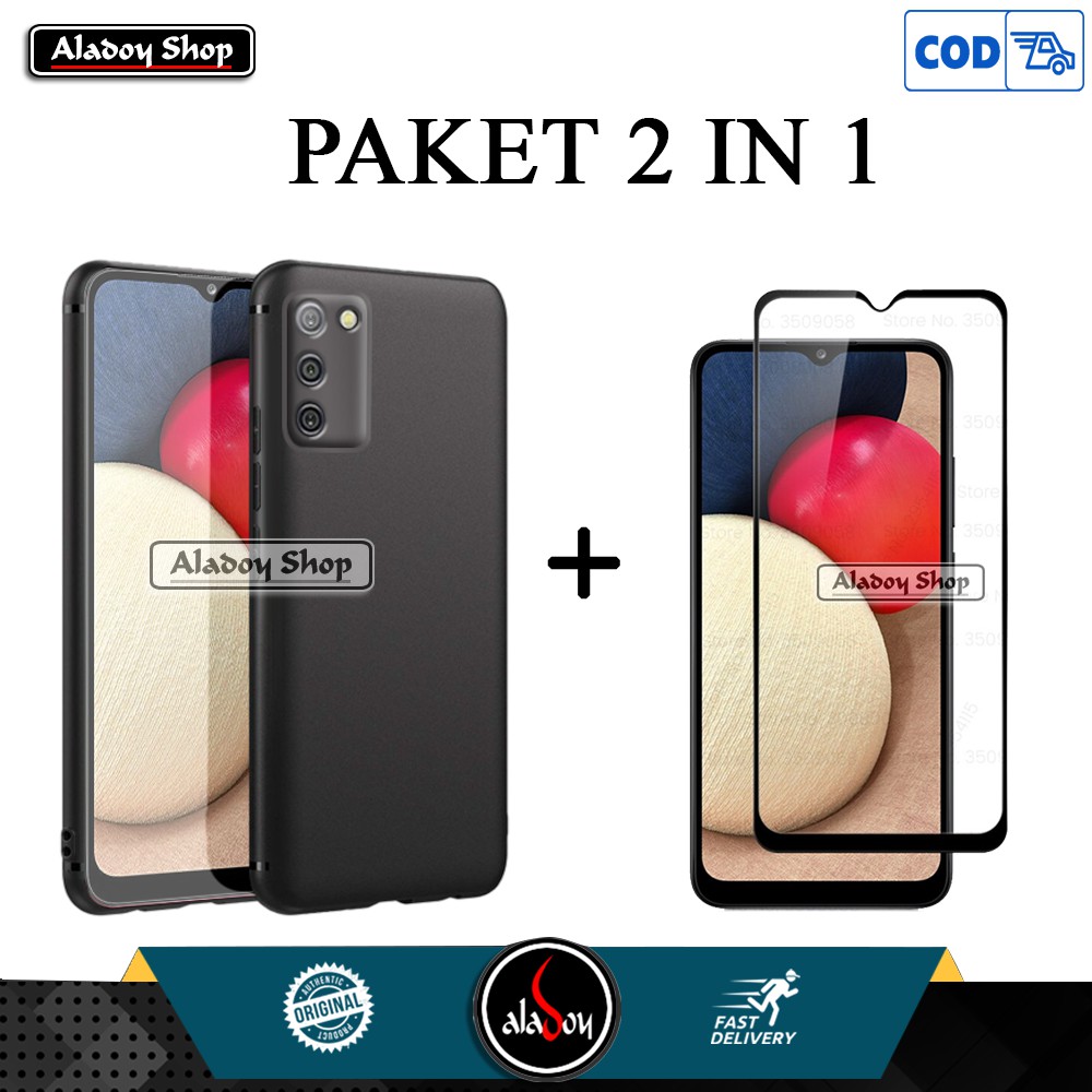 Soft Case Samsung Galaxy A02S Ultra Slim Matte Premium Casing + Tempered Glass Full Layar