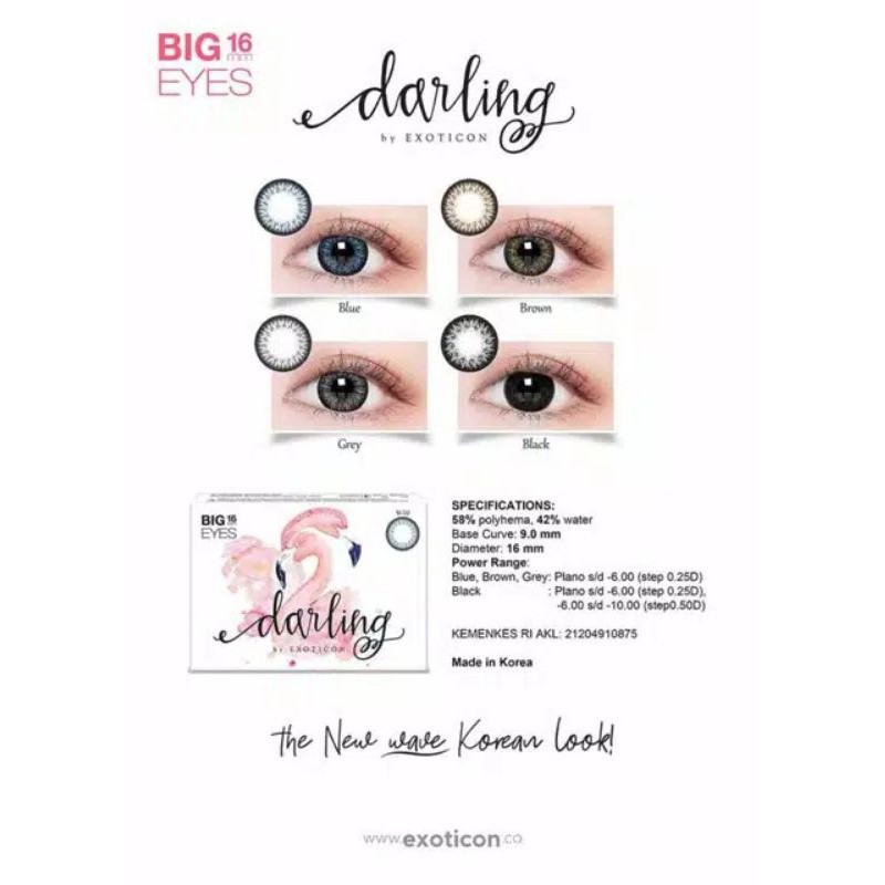 SOFTLENS DARLING 16 mm BY EXOTICON / DIA 16mm (BIG EYES) SOFLEN bagus soflen bagus soflen mata softl