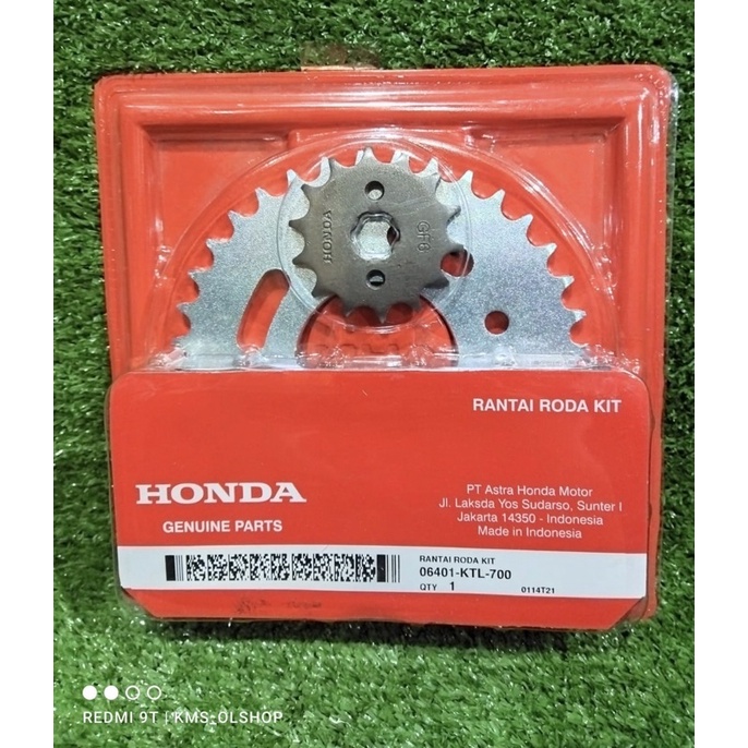 Gearset Girset Gear Gir Rantai Set Paket Supra Fit New, Revo Lama, PNP for Supra X 125, Kirana, Karisma, Blade New, Revo Fi KTL ORIGINAL AHM 06401-KTL-700