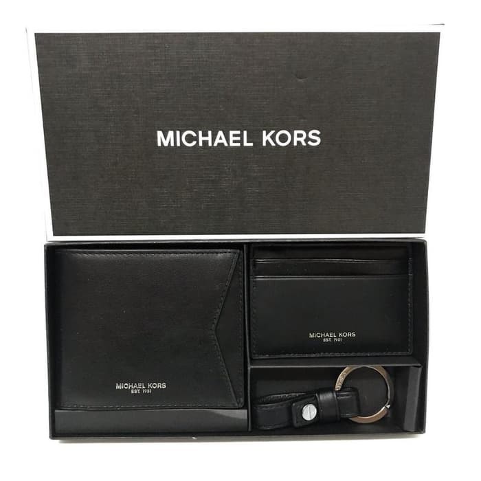 MK Michael Kors Men Billfold Wallet Card Case Fob Set Dompet Pria kado