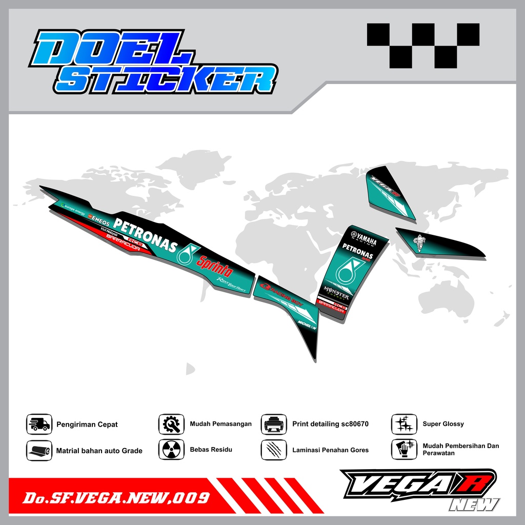 Sticker Striping Vega R New List Variasi Hologram , Crome Doel  009