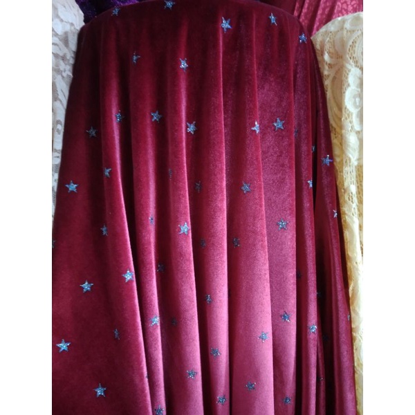 kain/bahan bludru Velvet motif premium