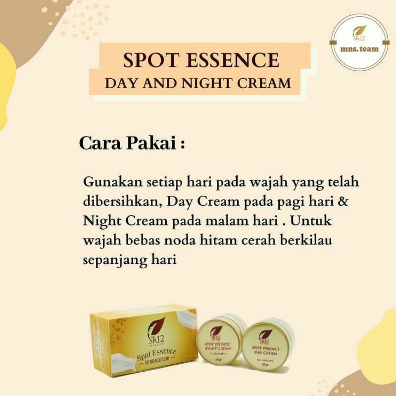 

Atasi Flek Hitam. Spot Essence Cream Day & Night.