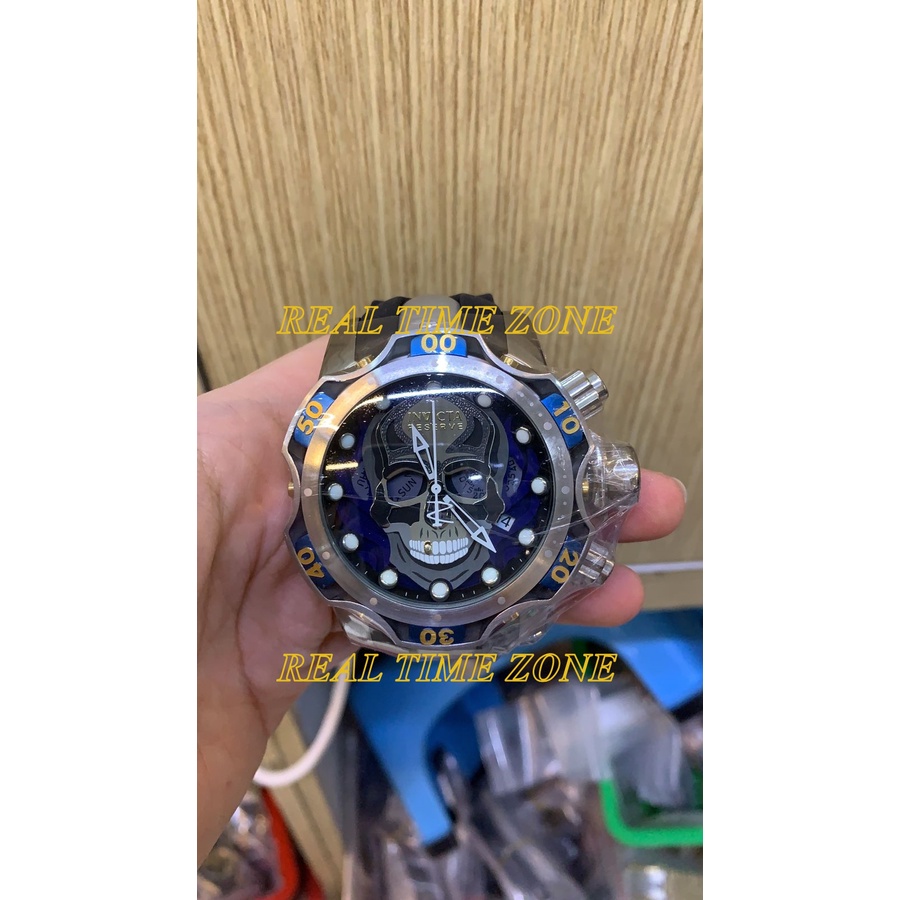 New Arrival Jam Tangan Pria Invicta Venom Skull Rubber Factory Quartz 52mm Garansi 1th