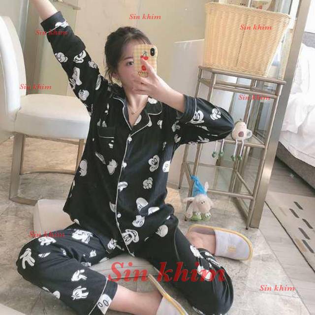 Baju Tidur Wanita / Cewek Piyama Import Bahan Kaos Tebal Aneka Motif All Size L Varian PP-3
