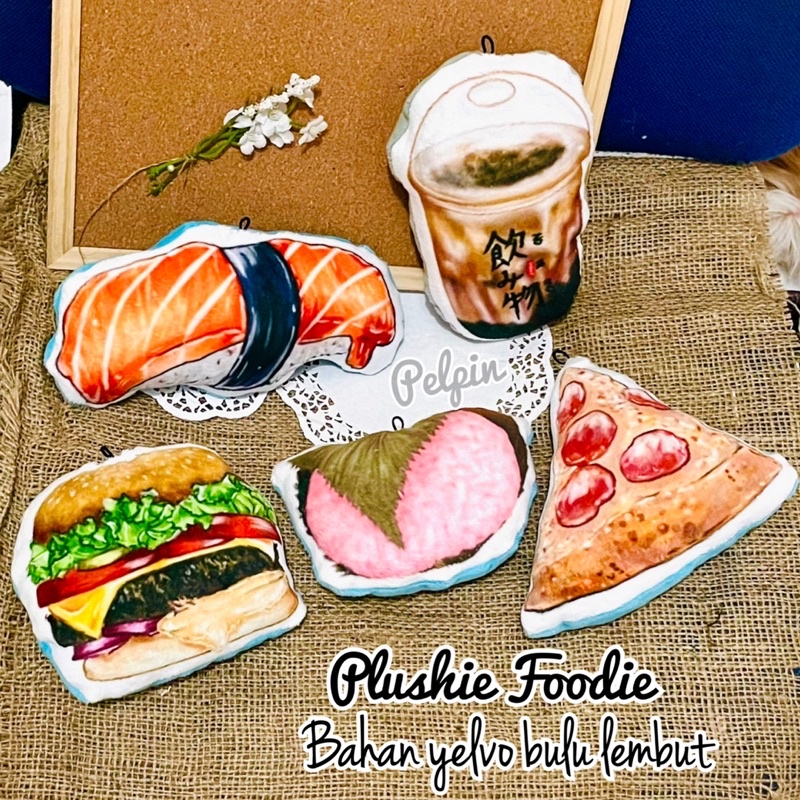 pillow plushie boneka bantal squeeze foodie squishy plush food sushi pizza boba burger