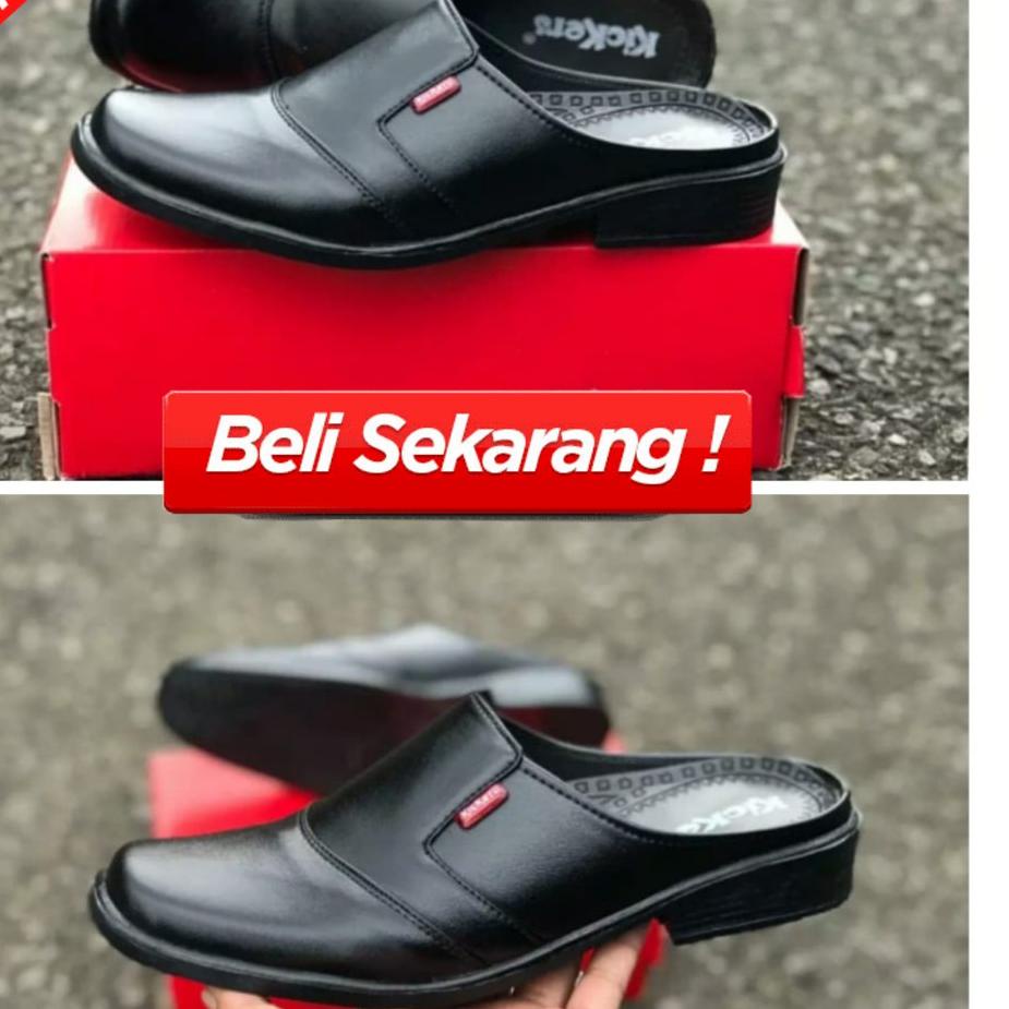 Terbaik.. sepatu slop kulit pria sepatu bustong kickers pria asli kulit slop kulit terbaru
