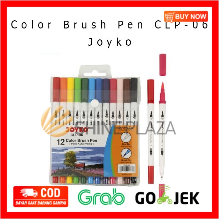 

(BISA COD) Color Brush Pen Joyko 12 Warna CLP-06