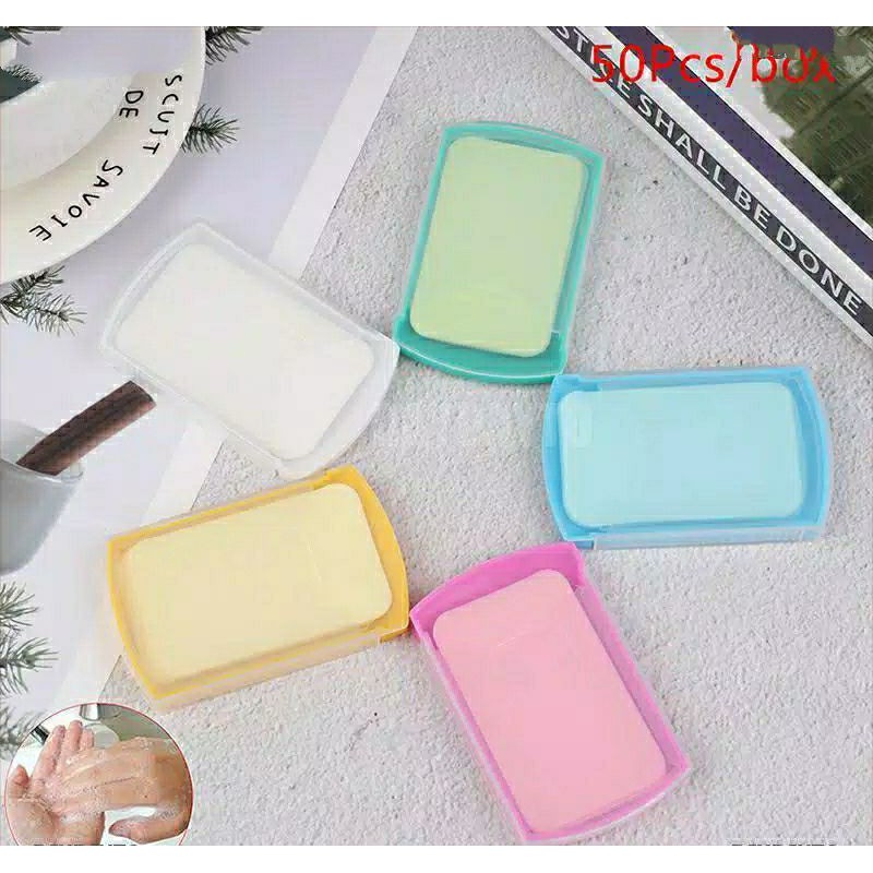 Sabun Kertas Mini Disinfectant Slide Transparan Toilet Paper Soap Lucu Simple Praktis PortableTravel
