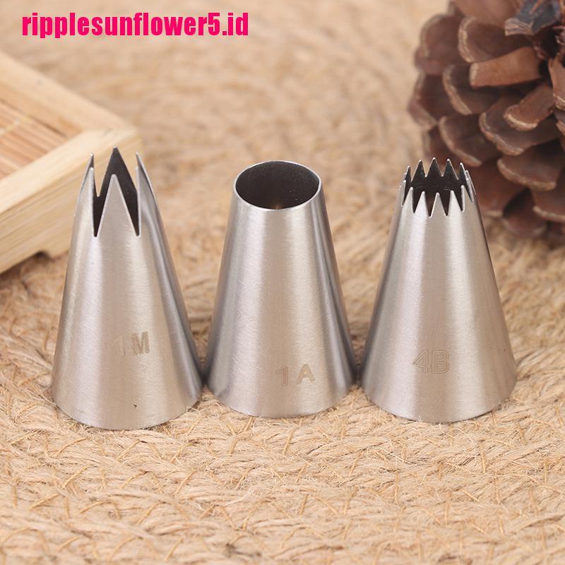 4pcs Spuit Piping Bahan Stainless Steel Ukuran Medium Untuk Dekorasi Kue