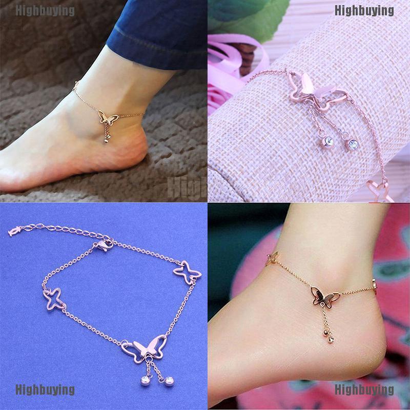 Gelang Kaki Rantai Warna Rose Gold