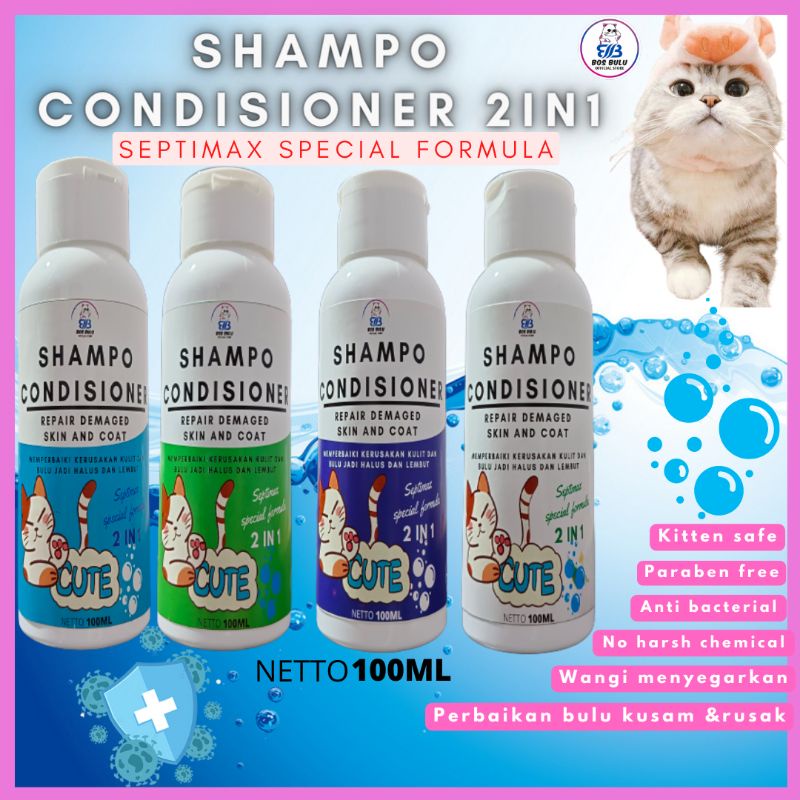 sampo kondisioner anti flea and tick jamur kutu bulu rontok kusam kucing 100ml