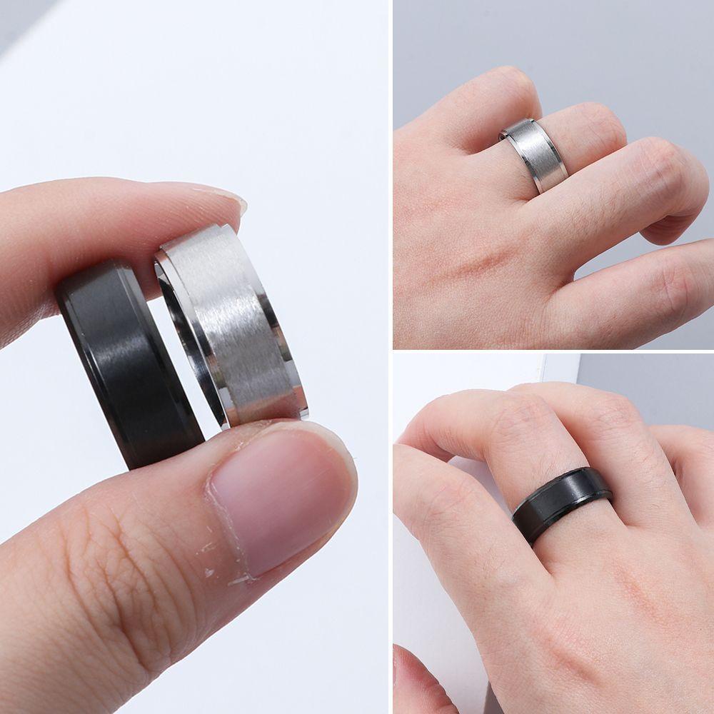 Preva Ring Cincin Rings Aman Pria Fashion Multi-Ukuran Hitam Dan Perak