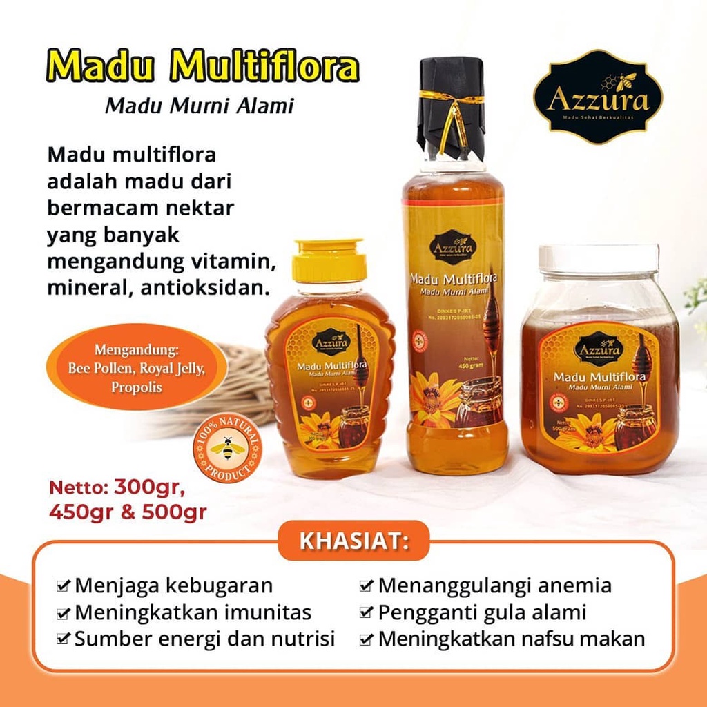 

AZZURA MADU MURNI MULTIFLORA || MINUMAN BERGIZI || MADU SEHAT || MINUMAN KESEHATAN