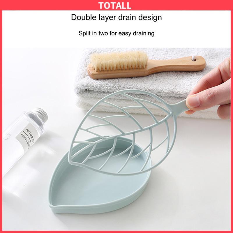 COD Kotak Sabun Daun Kreatif Kamar Mandi Gratis Punch Suction Cup Toilet Drain Soap Rack-Totall