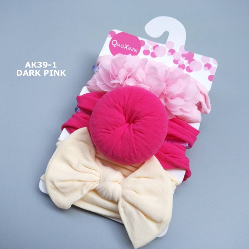 BANDANA BAYI ANAK PEREMPUAN 3in1 HEADBAND BABY BANDO MOTIF DONAT korea FASHION IMPORT AK39