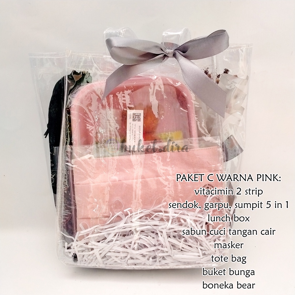 box or tote bag of happiness - paket isoman new normal kit series hampers free k.ucapan+bubble wrap