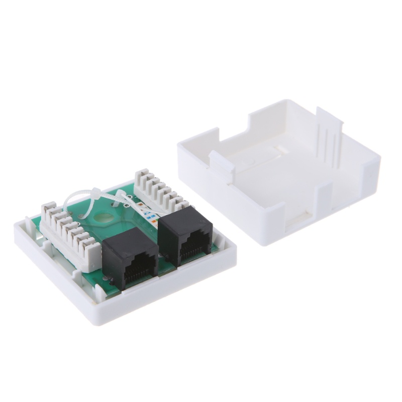 Cre Kotak Junction Konektor RJ45 2port Untuk Desktop Extension CAT6 Cat6e 8P8C
