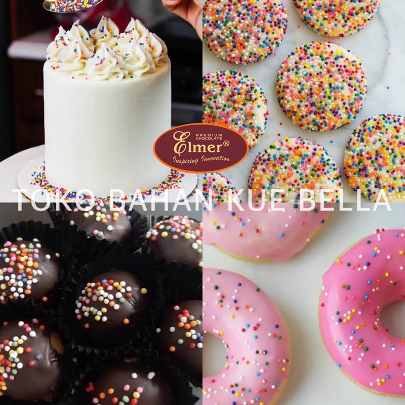 ELMER Sugar SPRINKLE 100gr / 200gr - Trimit Hiasan Kue Rainbow