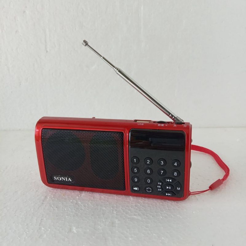 Radio SONIA SN - 523A Radio AM FM MP3 Bisa Flasdisk MicroSD Recharger batre Buat dengar Rodja