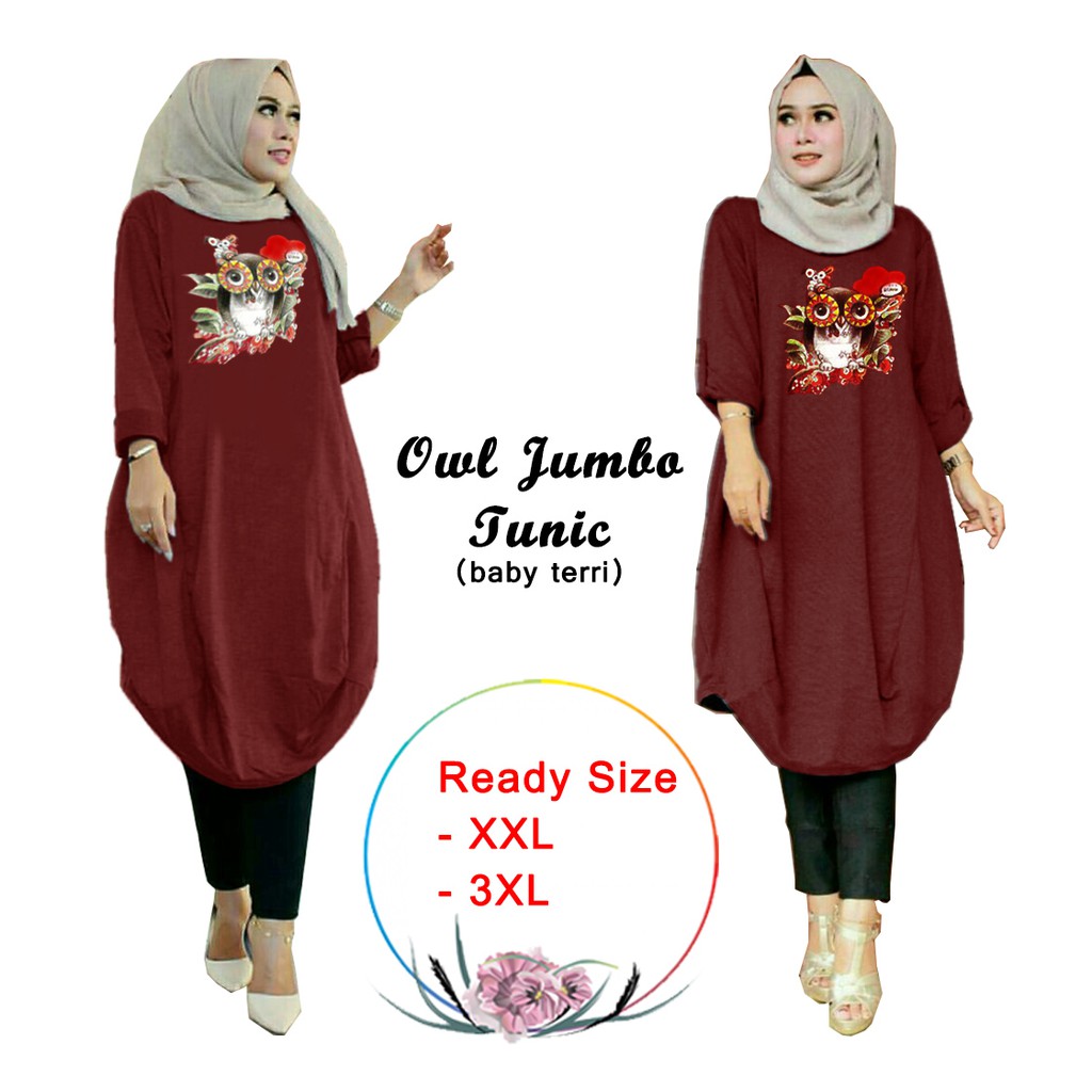 Owl Jumbo Tunik - Central Grosir Fashion (CGF) - Ukuran XXL-3XL - Matt Baby Terri