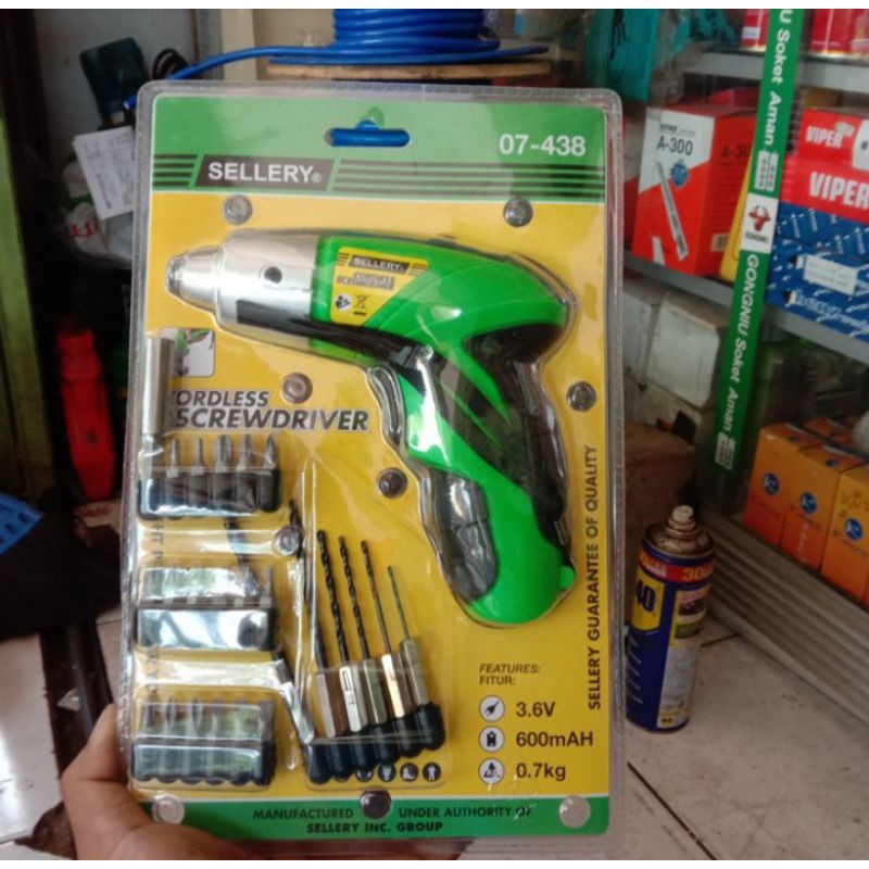MESIN BOR CORDLESS SELLERY BATRAI MESIN BOR SCREWDRIVER BATRAI SELLERY 07-438 MESIN BOR SEKRUP