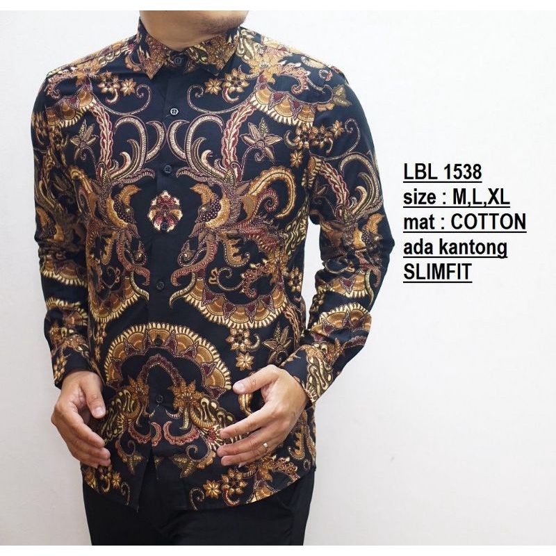 Batik kantor cowok slimfit asli