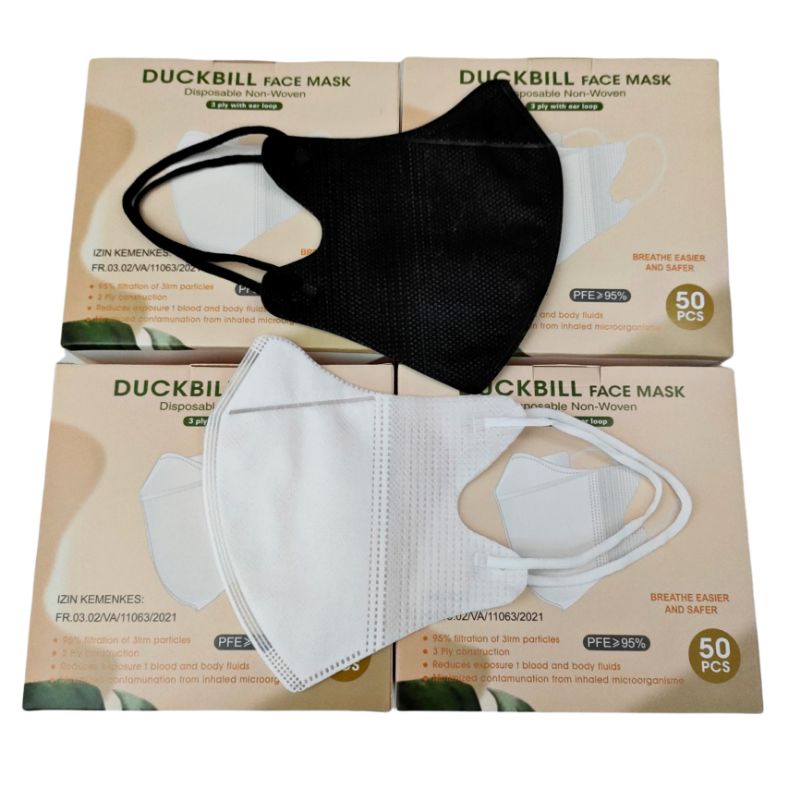 Masker Duckbill 3 Ply Face Mask Premium Mask Putih Garis seperti Sensi Masker duckbill putih dan hit