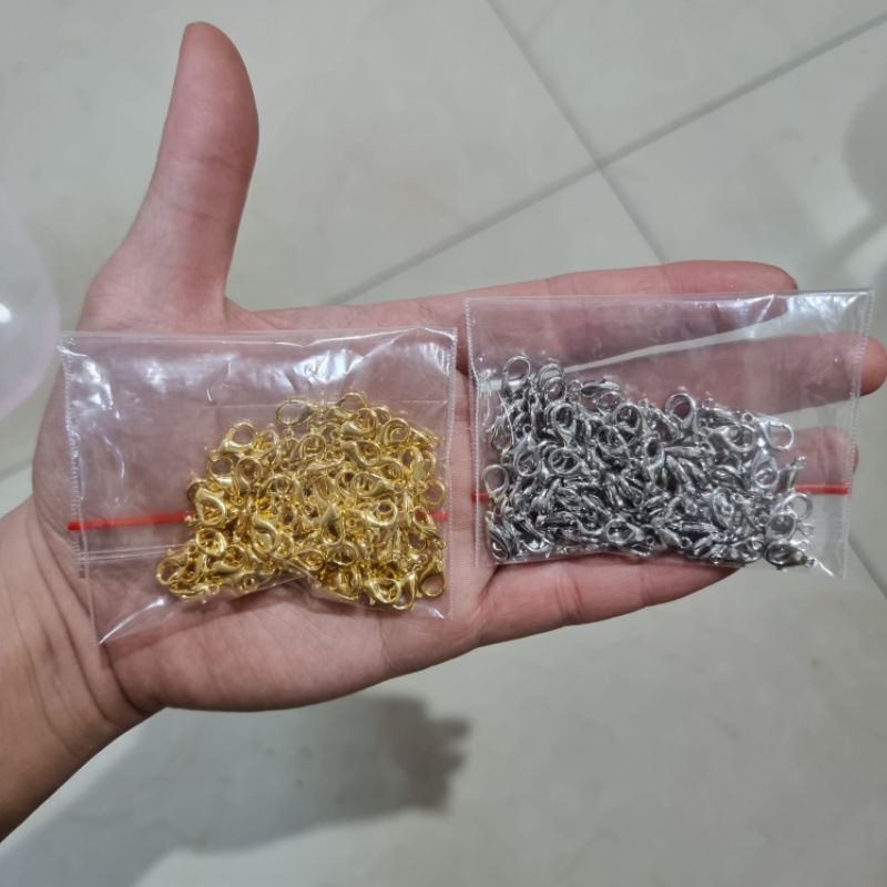 Kokot Udang Emas/Perak 12 mm @100 pcs Pengait Kalung/Masker