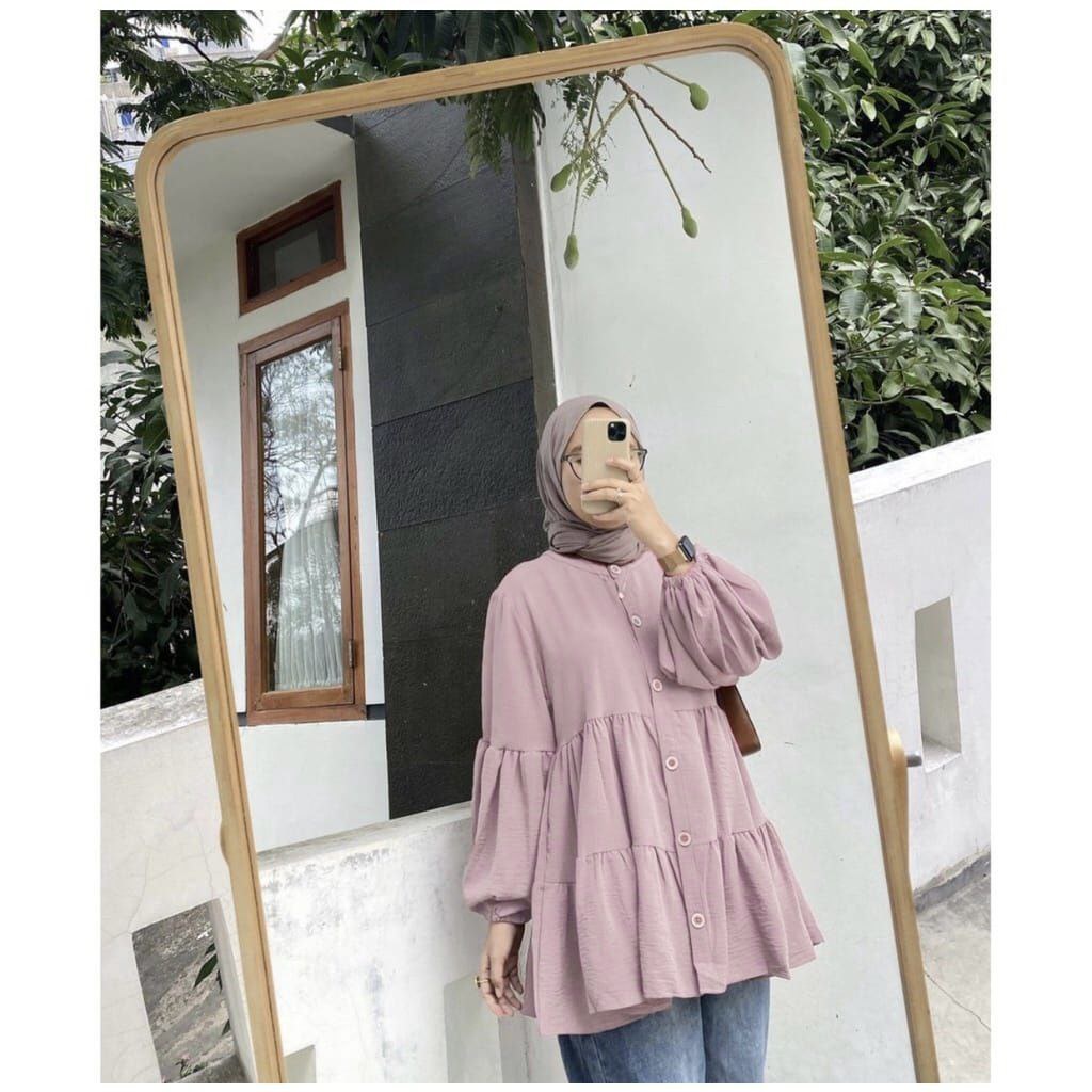 Kemeja Kringkle Airflow / Kemeja Wanita Casual / Dealova Blouse Crinkle Airflow / Kemeja  Blouse Crinkle Uragiri