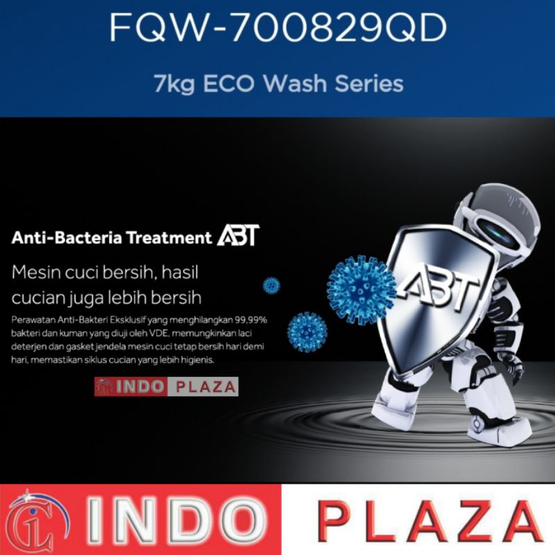 MESIN CUCI AQUA FRONT LOADING 7 Kg FQW-700829QD INVERTER