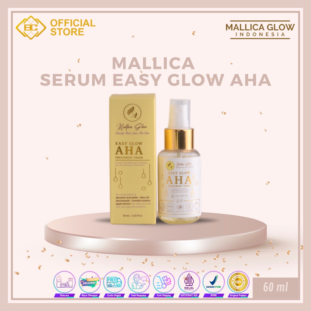 [Bakung Cosmetics] Mallica Glow Toner Easy Glow AHA/Skincare/ Perawatan Kulit Wajah Wanita &amp; Pria (COD)