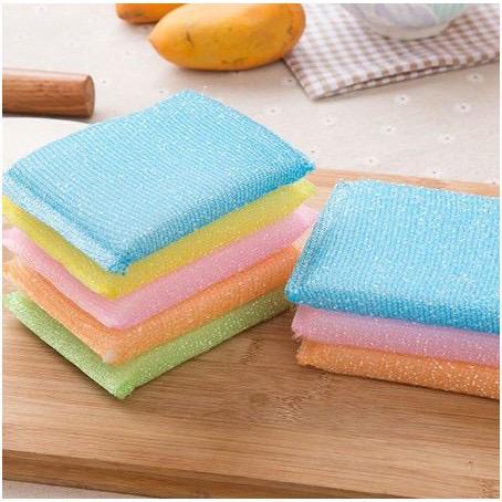 SCH14- spons cuci piring kotak serbaguna spons busa sabut jaring dishwashing dapur masak