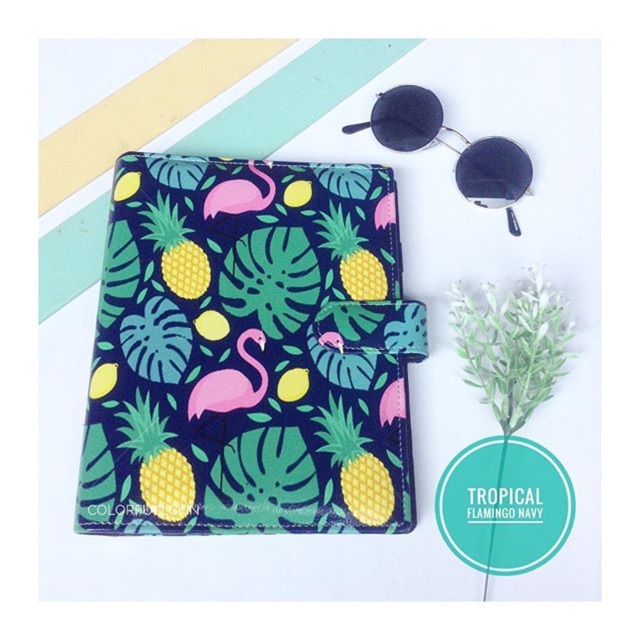 

binder buku Tropical flamingo navy