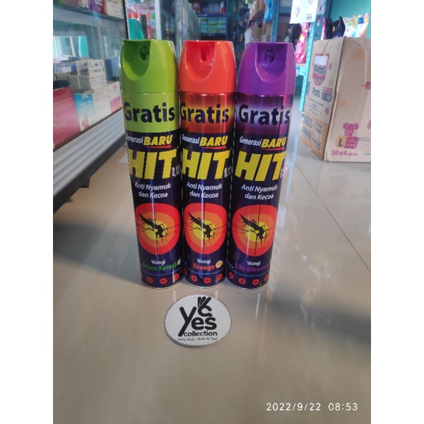 Hit aerosol anti nyamuk kecoa 600 + 75 ml lavender green forest orange flower fragrance semprot