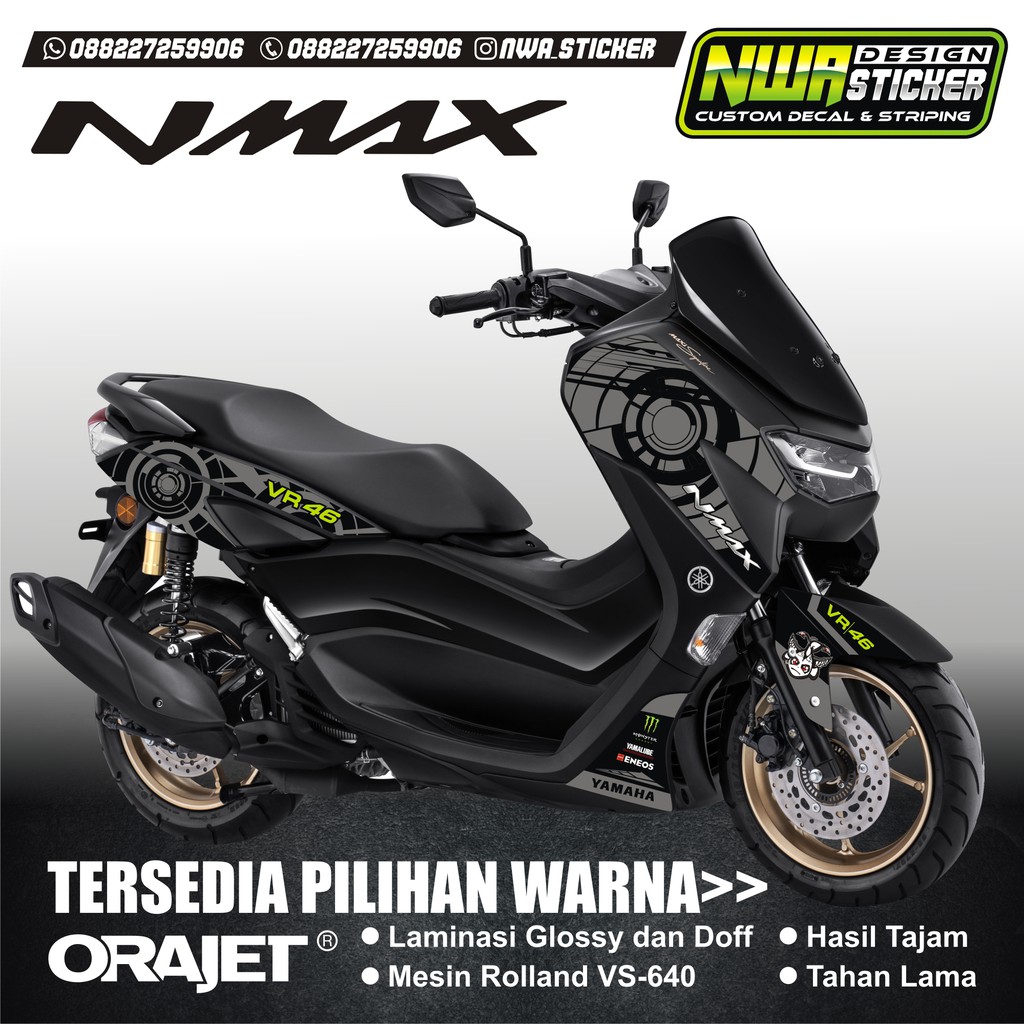 STRIPING YAMAHA ALL NEW NMAX 2020 HITAM MODEL SUN MOON ROSSI VR 46 / STIKER NMAX STRIPING HITAM